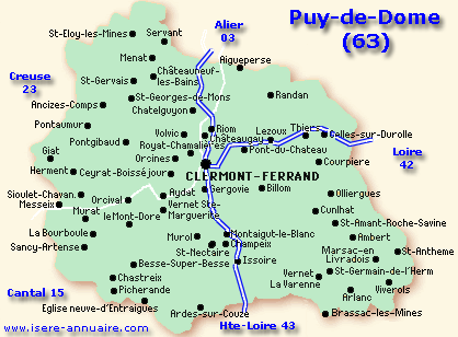 Carte Auvergne Rhone-Alpes Puy-de-Dome 63
