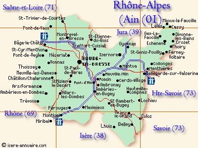 Carte Auvergne-Rhone-Alpes Ain 01